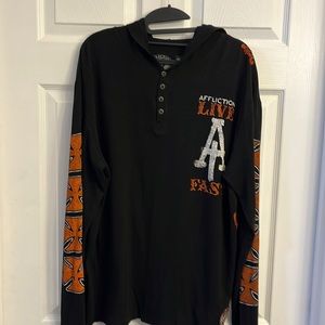 🔥🔥Affliction Hoodie-RARE FIND-Blk & orange X-Large men’s Great Condition